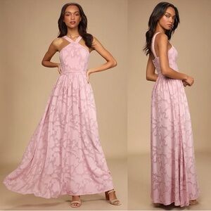 Lulu's Love and Beyond Mauve Pink Burnout Floral Maxi Dress XL Wedding Guest